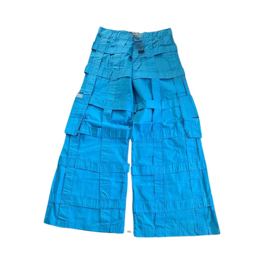 Criminal Damage London Unisex Cargo Parachute Retro Pants Deadstock Blue Lattice style - Soul and Sense Streetwear