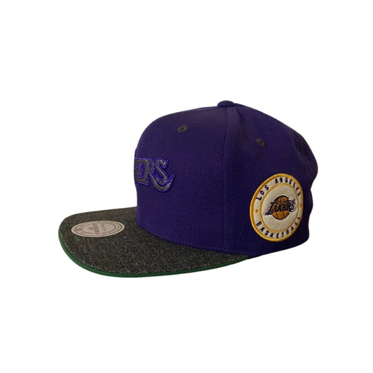 LA Lakers NBA Mitchell & Ness Melange Purple Basketball Snapback Cap with Flat Brim - Soul and Sense Streetwear