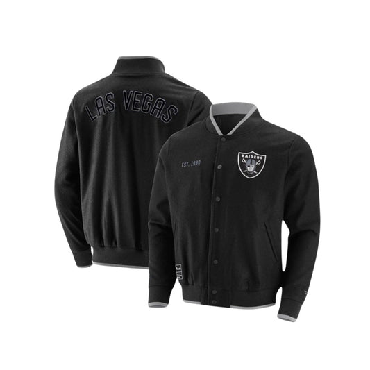 Las Vegas Raiders NFL Fanatics Men Black Varsity Letterman Jacket - Soul and Sense Streetwear