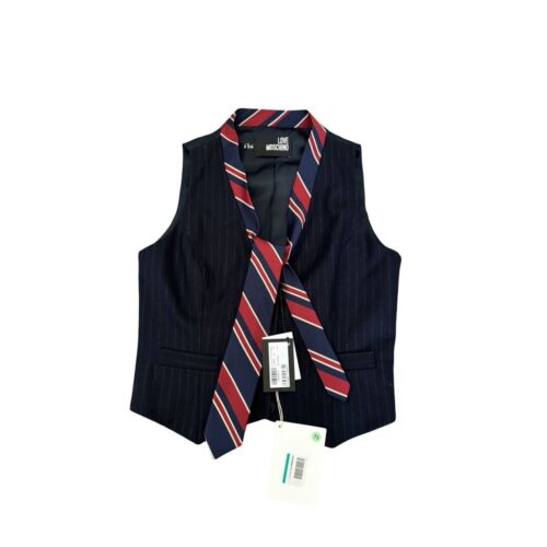 Love Moschino Men Blue Wool Waistcoat with tie - EU 44 - Soul and Sense Streetwear