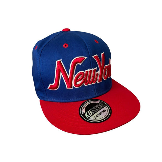 New York KBEthos Blue and Red Flat Snapback Cap - Soul and Sense Streetwear