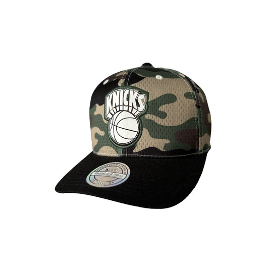 New York Knicks NBA Mitchell & Ness Camouflage Snapback Cap with Round Brim - Soul and Sense Streetwear