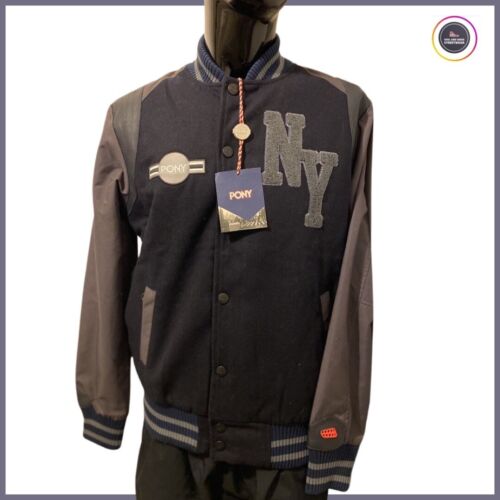 Pony x Rothco New York Men Varsity Wool Jacket Black & Grey size Large - Soul and Sense Streetwear