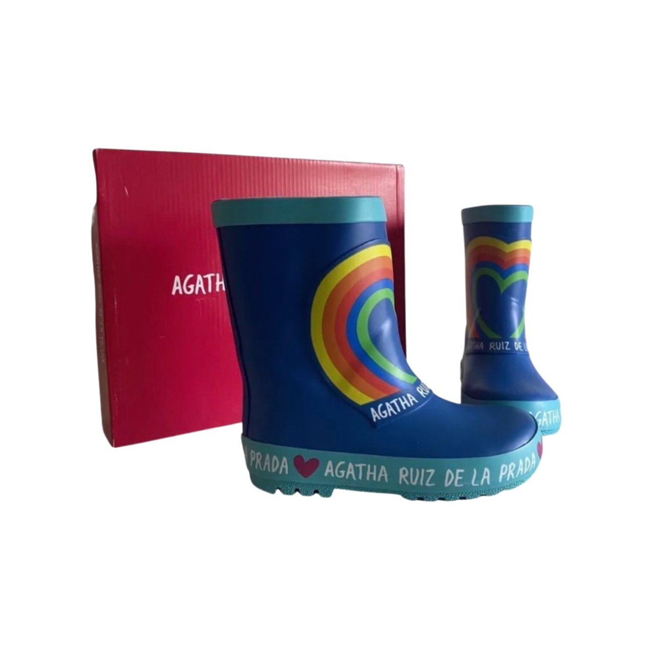 Agatha Ruiz de la Prada Kids Blue Rainbow Wellington boots - Soul and Sense Streetwear