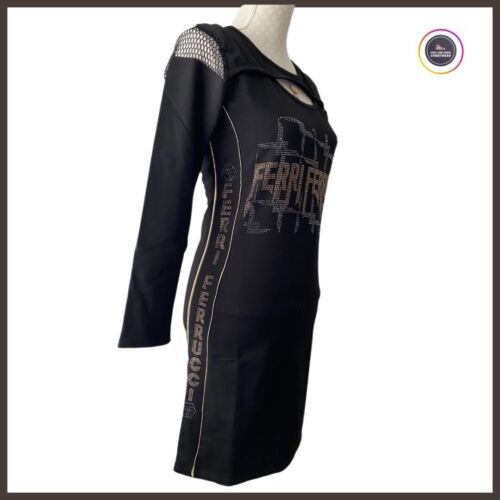 Ferri Ferruci Women Gothic Style Black Stretch Dress with Crystals - Soul and Sense Streetwear