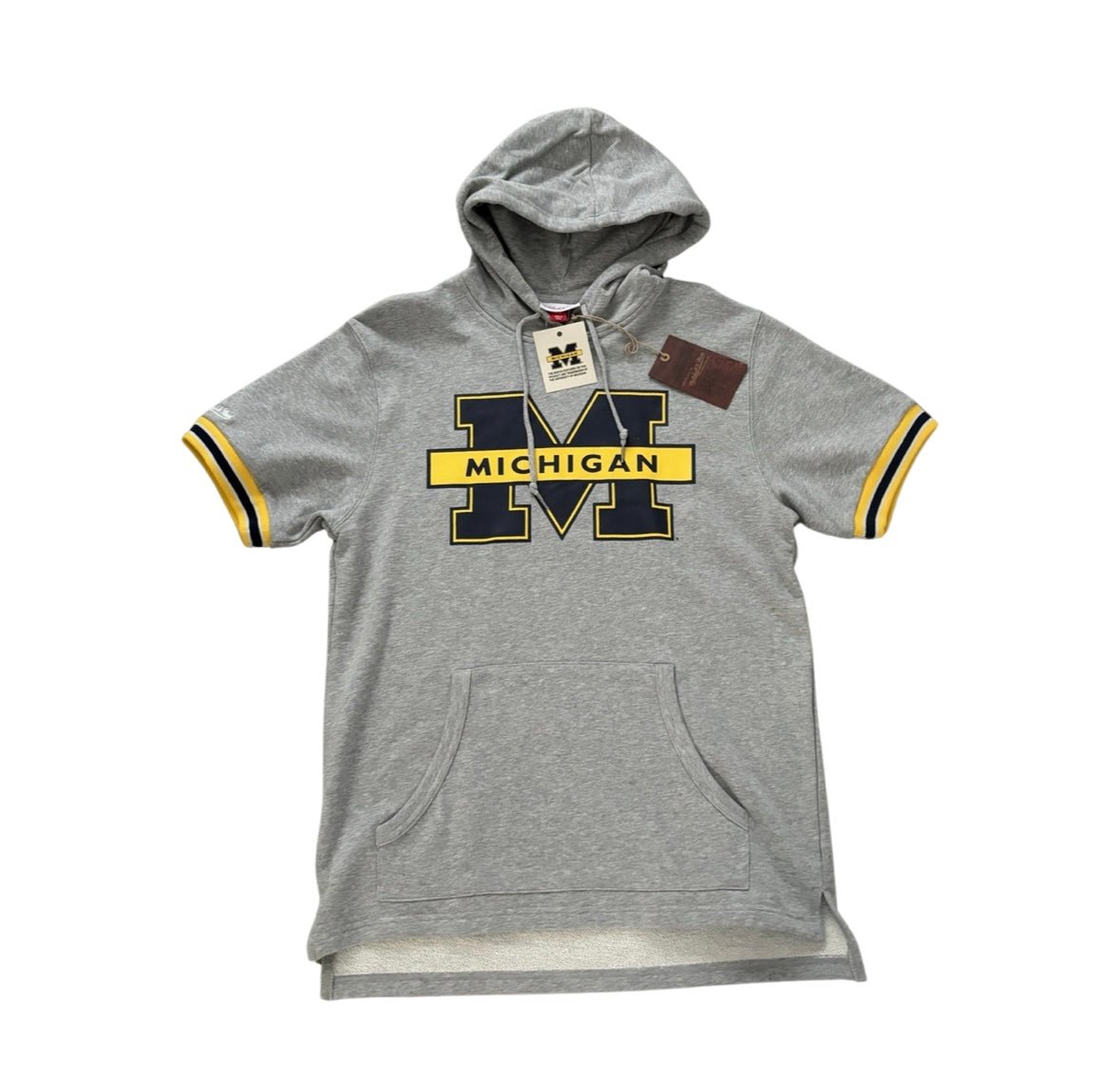 Michigan Wolverines NCAA Mitchell & Ness Men Short Sleeves Hoodie - Soul and Sense Streetwear